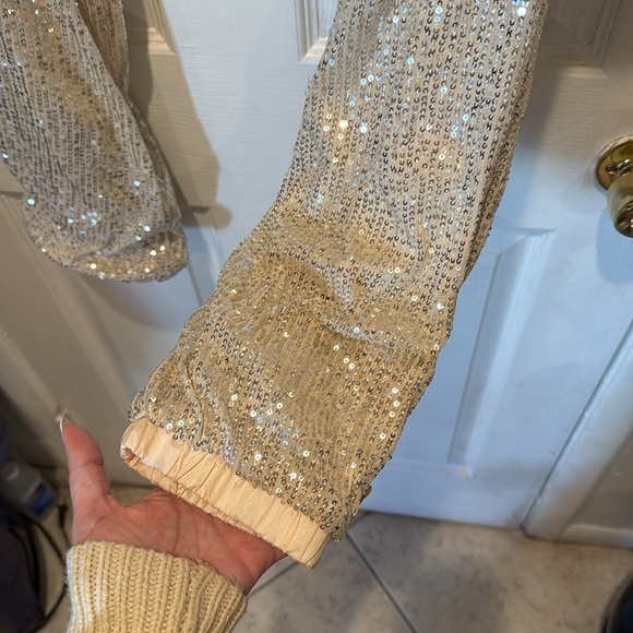 Main Strip 2 piece sequin set - blazer & jogger - champagne size large  - Picture 6 of 7